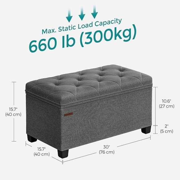 NEW Storage Ottoman Bench, Bench with Storage, for Entryway, Bedroom, - Picture 5 of 8